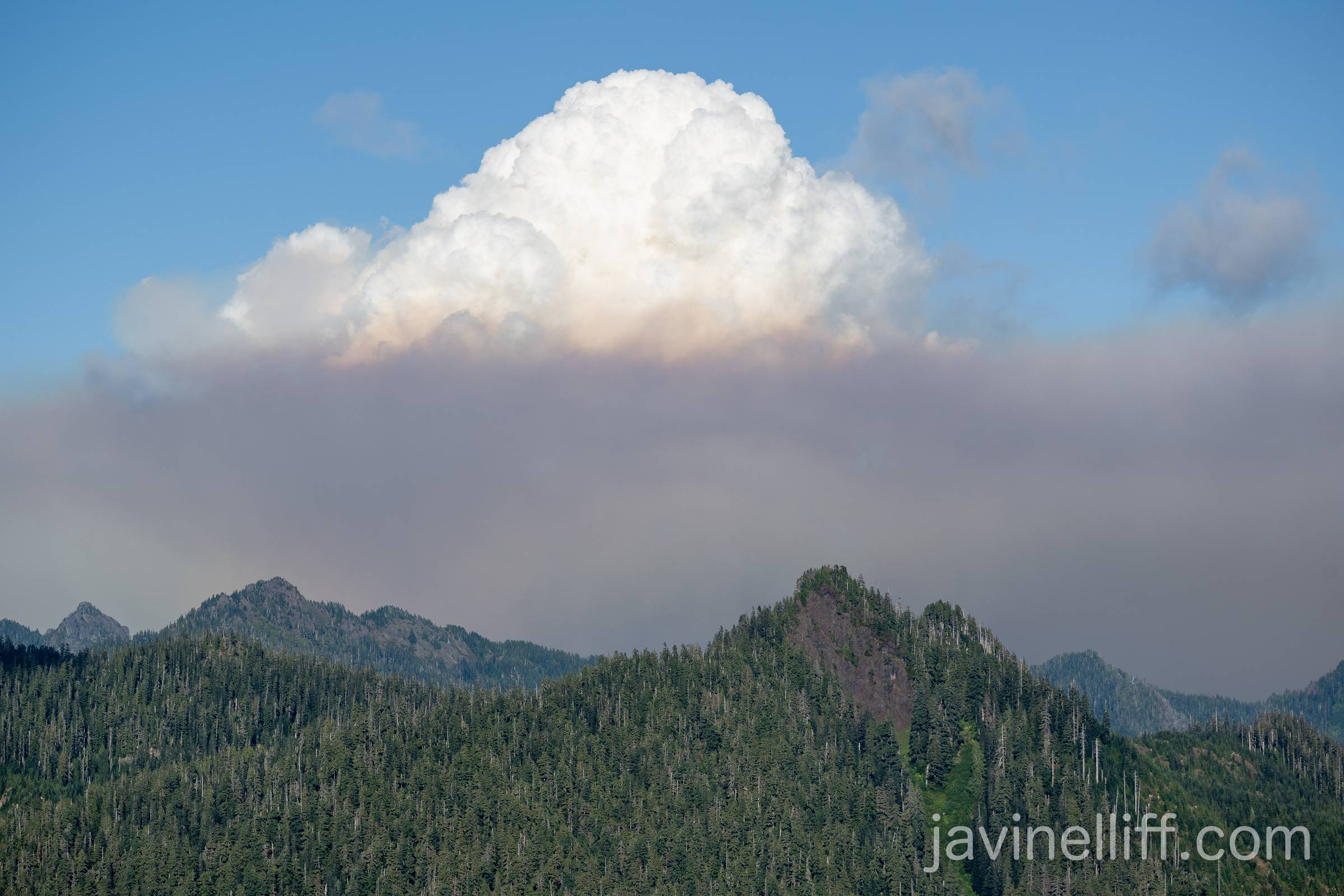 Bear Gulch Fire Cloud Smoke cloud from the Bear Gulch Fire in the southern Olympic Mountains.